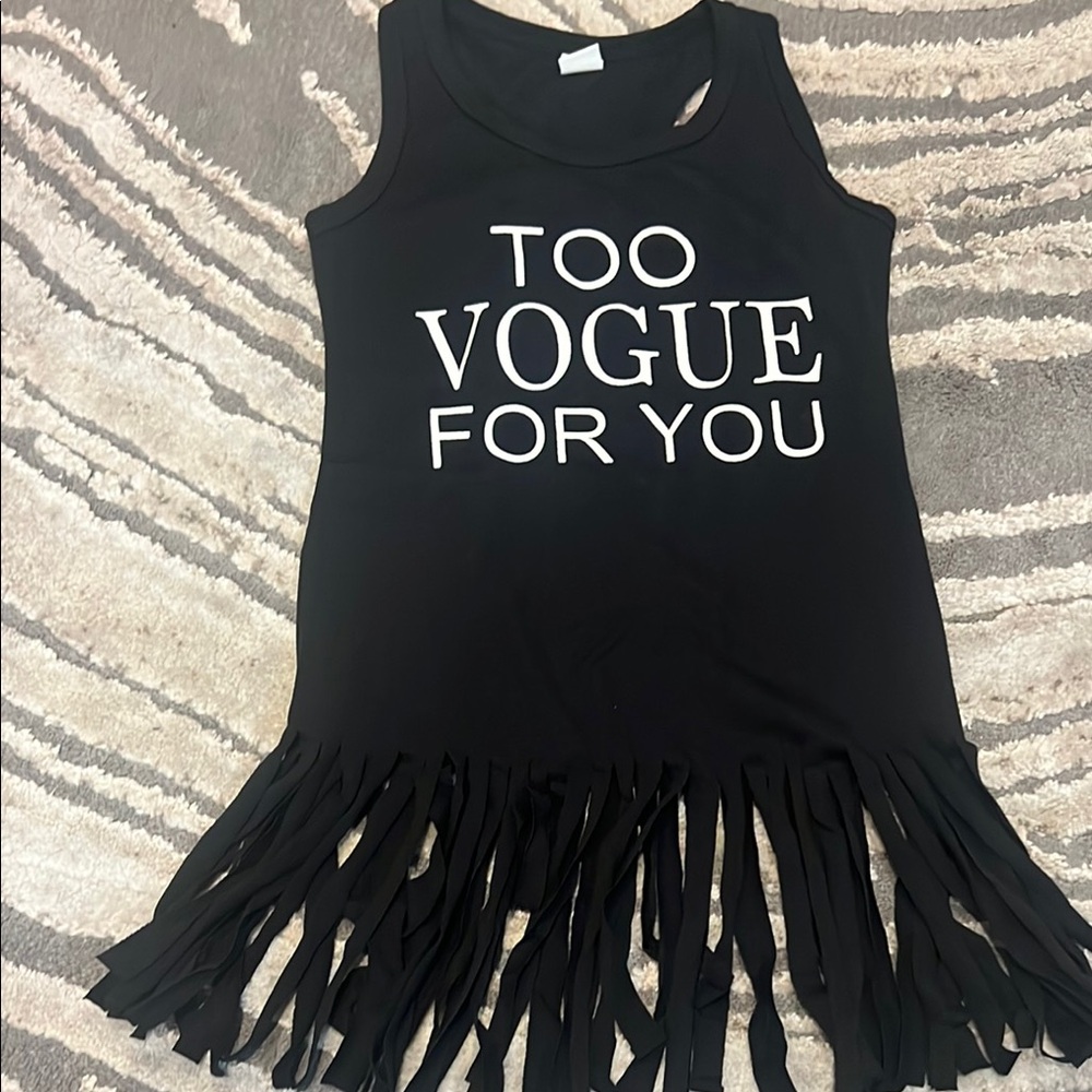 Girls Black Fringe dress size (90) USA 1-2 year old